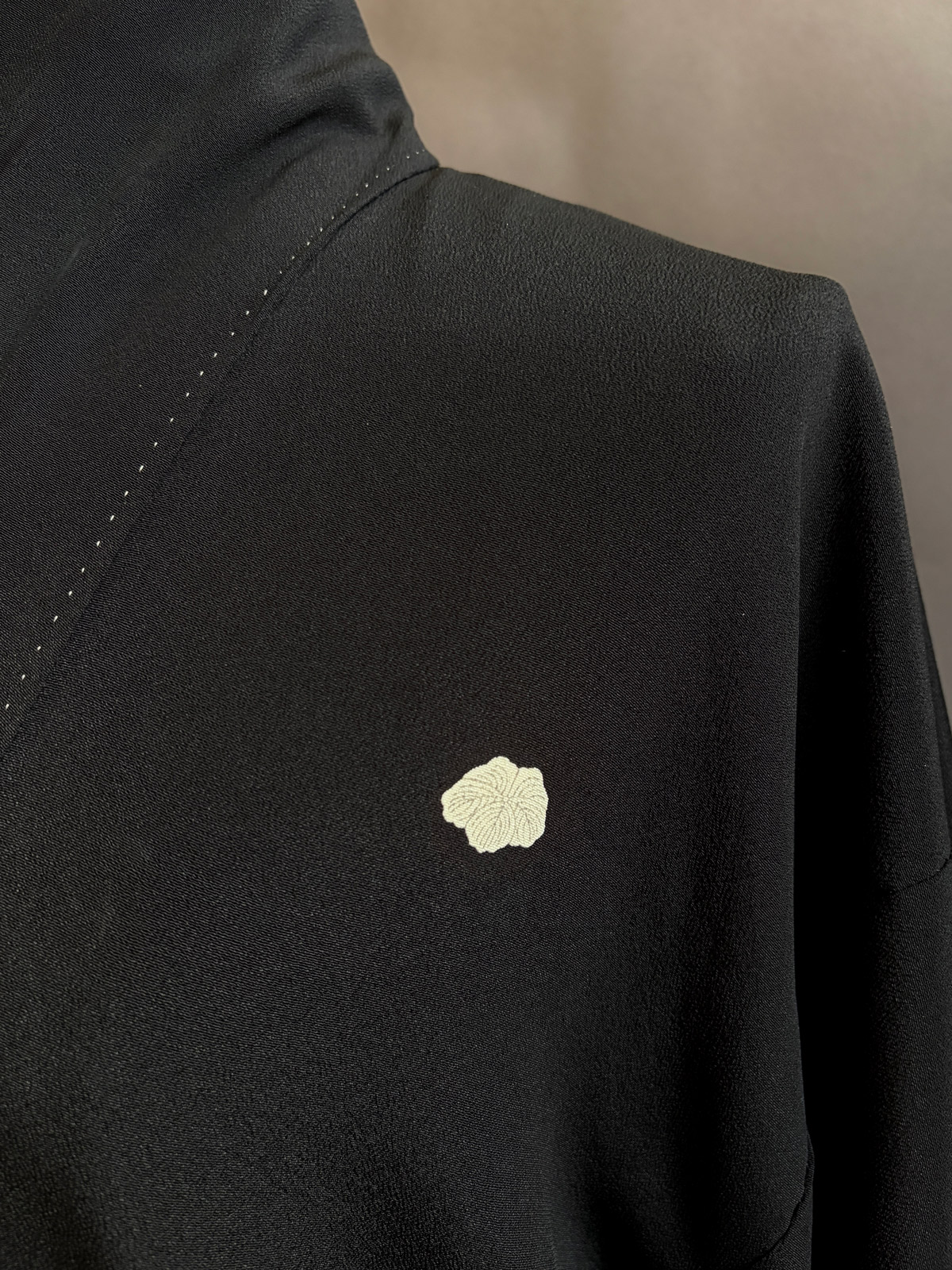 Vintage Kuro Tomesode silk kimono with golden phoenix natsukashii black phoenix embroidery netherlandskimono