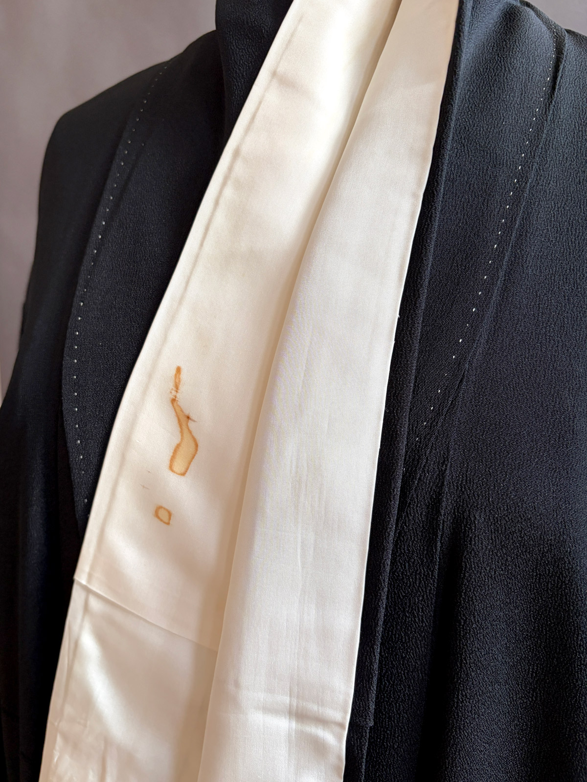 Vintage Kuro Tomesode silk kimono with golden peacock
